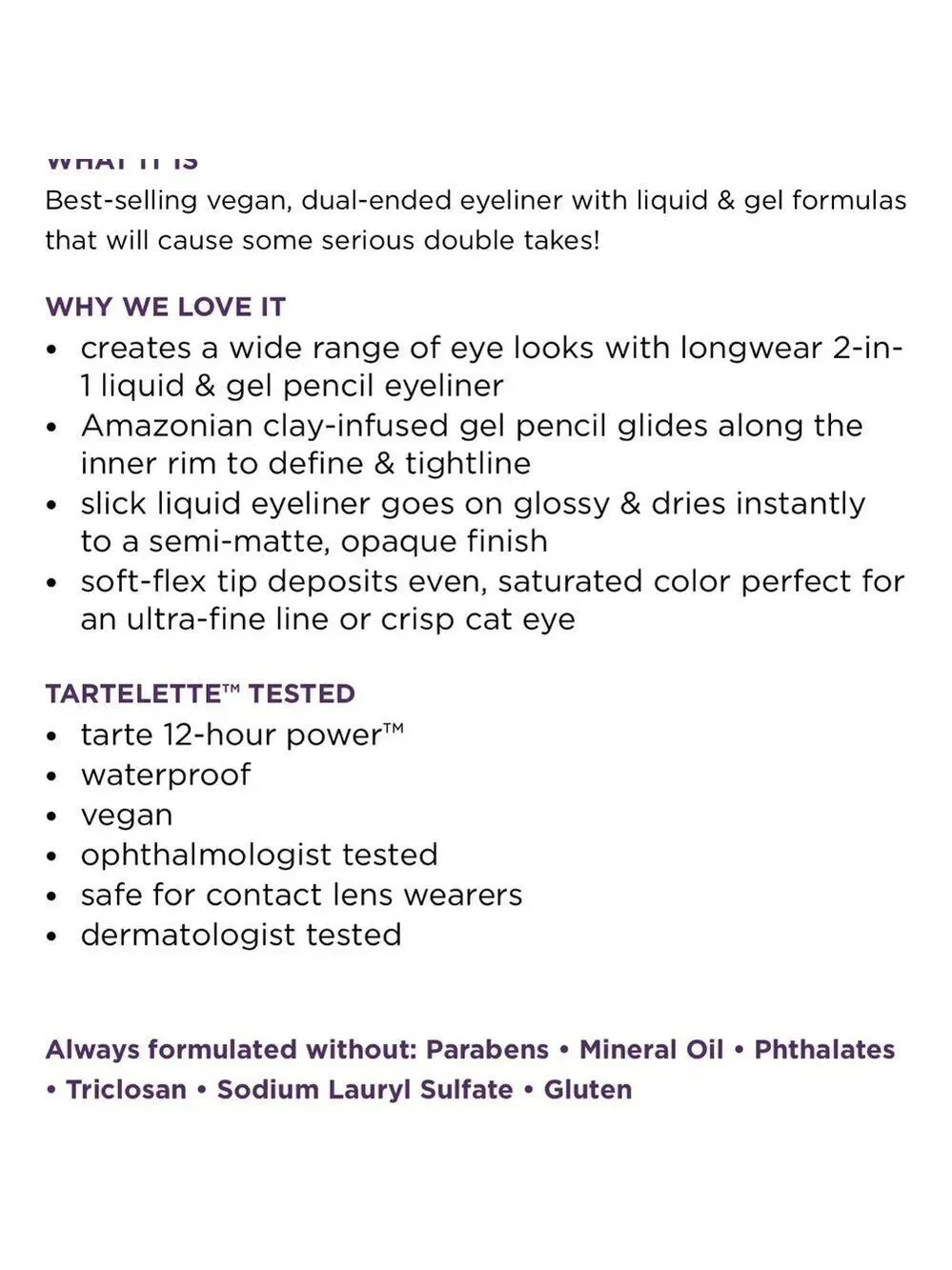 Tarte Black Double Take Eyeliner Full Size Dual Ended